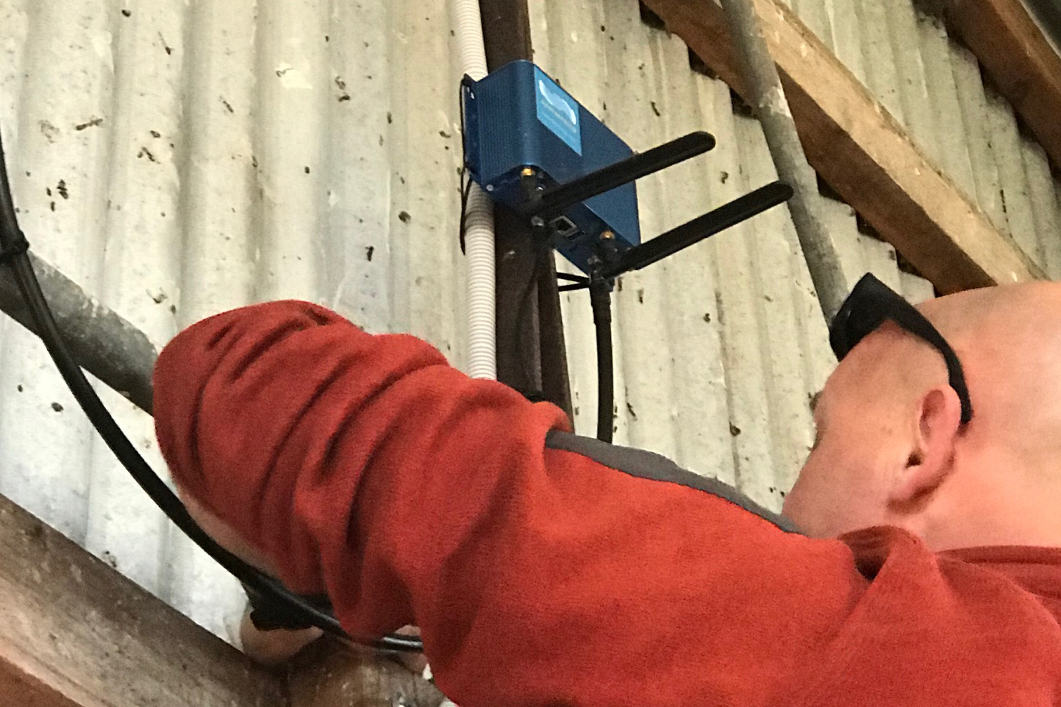 Installing the LoRaWAN gateway in the shearing shed